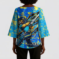 Saint Lucia Cricket Kimono Sleeve Blouse Kings Lion Unstoppable Mascot Art