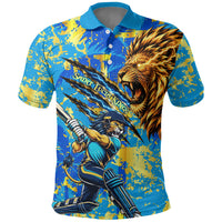 Saint Lucia Cricket Polo Shirt Kings Lion Unstoppable Mascot Art