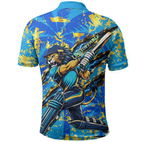 Saint Lucia Cricket Polo Shirt Kings Lion Unstoppable Mascot Art