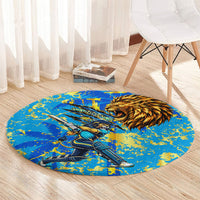 Saint Lucia Cricket Round Carpet Kings Lion Unstoppable Mascot Art