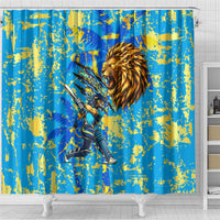 Saint Lucia Cricket Shower Curtain Kings Lion Unstoppable Mascot Art