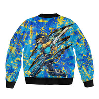 Saint Lucia Cricket Sleeve Zip Bomber Jacket Kings Lion Unstoppable Mascot Art