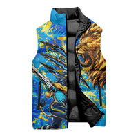 Saint Lucia Cricket Sleeveless Puffer Jacket Kings Lion Unstoppable Mascot Art