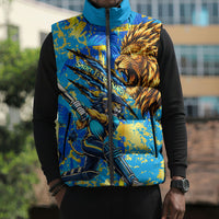Saint Lucia Cricket Sleeveless Puffer Jacket Kings Lion Unstoppable Mascot Art