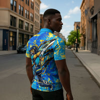 Saint Lucia Cricket Zipper Polo Shirt Kings Lion Unstoppable Mascot Art