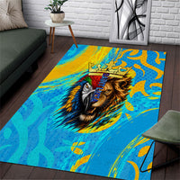 Saint Lucia Kings Cricket Area Rug Crowned Lion And Parrot Half Style