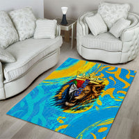 Saint Lucia Kings Cricket Area Rug Crowned Lion And Parrot Half Style