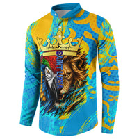 Saint Lucia Kings Cricket Button Sweatshirt Crowned Lion And Parrot Half Style