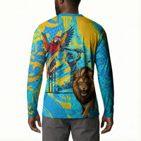 Saint Lucia Kings Cricket Button Sweatshirt Crowned Lion And Parrot Half Style