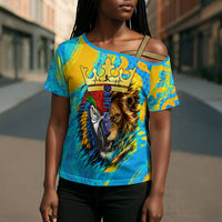 Saint Lucia Kings Cricket Cross Shoulder Shirt Crowned Lion And Parrot Half Style