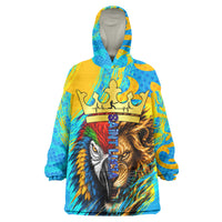 Saint Lucia Kings Cricket Kid Wearable Blanket Hoodie Crowned Lion And Parrot Half Style