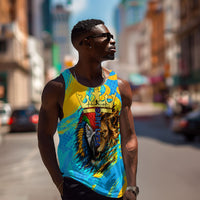 Saint Lucia Kings Cricket Men Tank Top Crowned Lion And Parrot Half Style