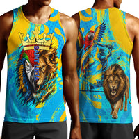 Saint Lucia Kings Cricket Men Tank Top Crowned Lion And Parrot Half Style