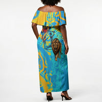 Saint Lucia Kings Cricket Off Shoulder Maxi Dress Crowned Lion And Parrot Half Style