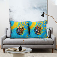 Saint Lucia Kings Cricket Pillow Cover Crowned Lion And Parrot Half Style