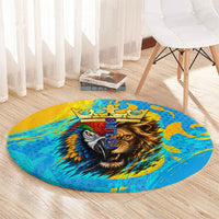 Saint Lucia Kings Cricket Round Carpet Crowned Lion And Parrot Half Style