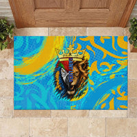 Saint Lucia Kings Cricket Rubber Doormat Crowned Lion And Parrot Half Style