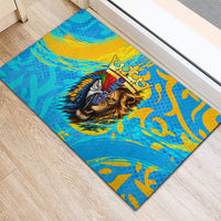 Saint Lucia Kings Cricket Rubber Doormat Crowned Lion And Parrot Half Style