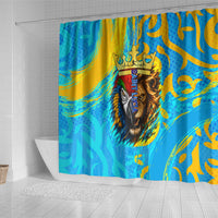 Saint Lucia Kings Cricket Shower Curtain Crowned Lion And Parrot Half Style