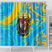 Saint Lucia Kings Cricket Shower Curtain Crowned Lion And Parrot Half Style