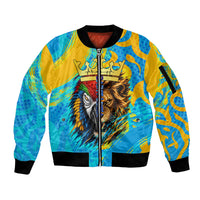 Saint Lucia Kings Cricket Sleeve Zip Bomber Jacket Crowned Lion And Parrot Half Style