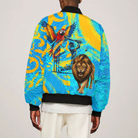 Saint Lucia Kings Cricket Sleeve Zip Bomber Jacket Crowned Lion And Parrot Half Style