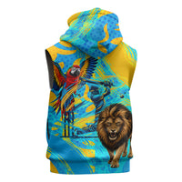 Saint Lucia Kings Cricket Sleeveless Hoodie Crowned Lion And Parrot Half Style