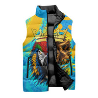 Saint Lucia Kings Cricket Sleeveless Puffer Jacket Crowned Lion And Parrot Half Style