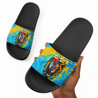 Saint Lucia Kings Cricket Slide Sandals Crowned Lion And Parrot Half Style