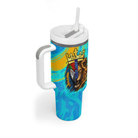 Saint Lucia Kings Cricket Tumbler With Handle Crowned Lion And Parrot Half Style