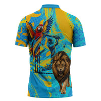Saint Lucia Kings Cricket Zipper Polo Shirt Crowned Lion And Parrot Half Style
