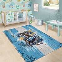 El Diez Argentina GOAT 10 Football Area Rug Goat Mascot King Crown Graffiti Art