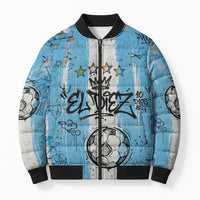 El Diez Argentina GOAT 10 Football Bomber Puffer Jacket Goat Mascot King Crown Graffiti Art