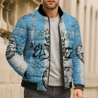 El Diez Argentina GOAT 10 Football Bomber Puffer Jacket Goat Mascot King Crown Graffiti Art