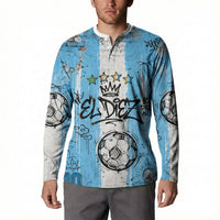 El Diez Argentina GOAT 10 Football Button Sweatshirt Goat Mascot King Crown Graffiti Art