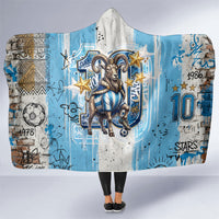 El Diez Argentina GOAT 10 Football Hooded Blanket Goat Mascot King Crown Graffiti Art