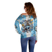 El Diez Argentina GOAT 10 Football Off Shoulder Sweater Goat Mascot King Crown Graffiti Art