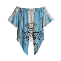 El Diez Argentina GOAT 10 Football Off Shoulder Wrap Waist Top Goat Mascot King Crown Graffiti Art