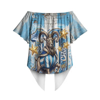 El Diez Argentina GOAT 10 Football Off Shoulder Wrap Waist Top Goat Mascot King Crown Graffiti Art