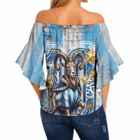 El Diez Argentina GOAT 10 Football Off Shoulder Wrap Waist Top Goat Mascot King Crown Graffiti Art