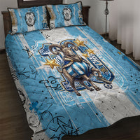 El Diez Argentina GOAT 10 Football Quilt Bed Set Goat Mascot King Crown Graffiti Art