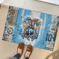 El Diez Argentina GOAT 10 Football Rubber Doormat Goat Mascot King Crown Graffiti Art