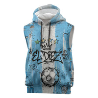 El Diez Argentina GOAT 10 Football Sleeveless Hoodie Goat Mascot King Crown Graffiti Art