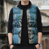 El Diez Argentina GOAT 10 Football Sleeveless Puffer Jacket Goat Mascot King Crown Graffiti Art