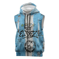 El Diez Argentina GOAT 10 Football Sleeveless Zip Hoodie Goat Mascot King Crown Graffiti Art