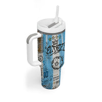 El Diez Argentina GOAT 10 Football Tumbler With Handle Goat Mascot King Crown Graffiti Art