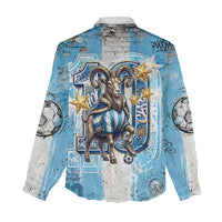 El Diez Argentina GOAT 10 Football Women Casual Shirt Goat Mascot King Crown Graffiti Art