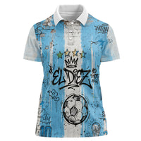 El Diez Argentina GOAT 10 Football Women Polo Shirt Goat Mascot King Crown Graffiti Art
