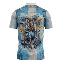 El Diez Argentina GOAT 10 Football Zipper Polo Shirt Goat Mascot King Crown Graffiti Art