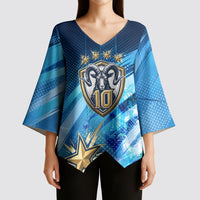 Argentina Football GOAT 10 Pride Kimono Sleeve Blouse Power of the King - 4 Star Champions Mascot